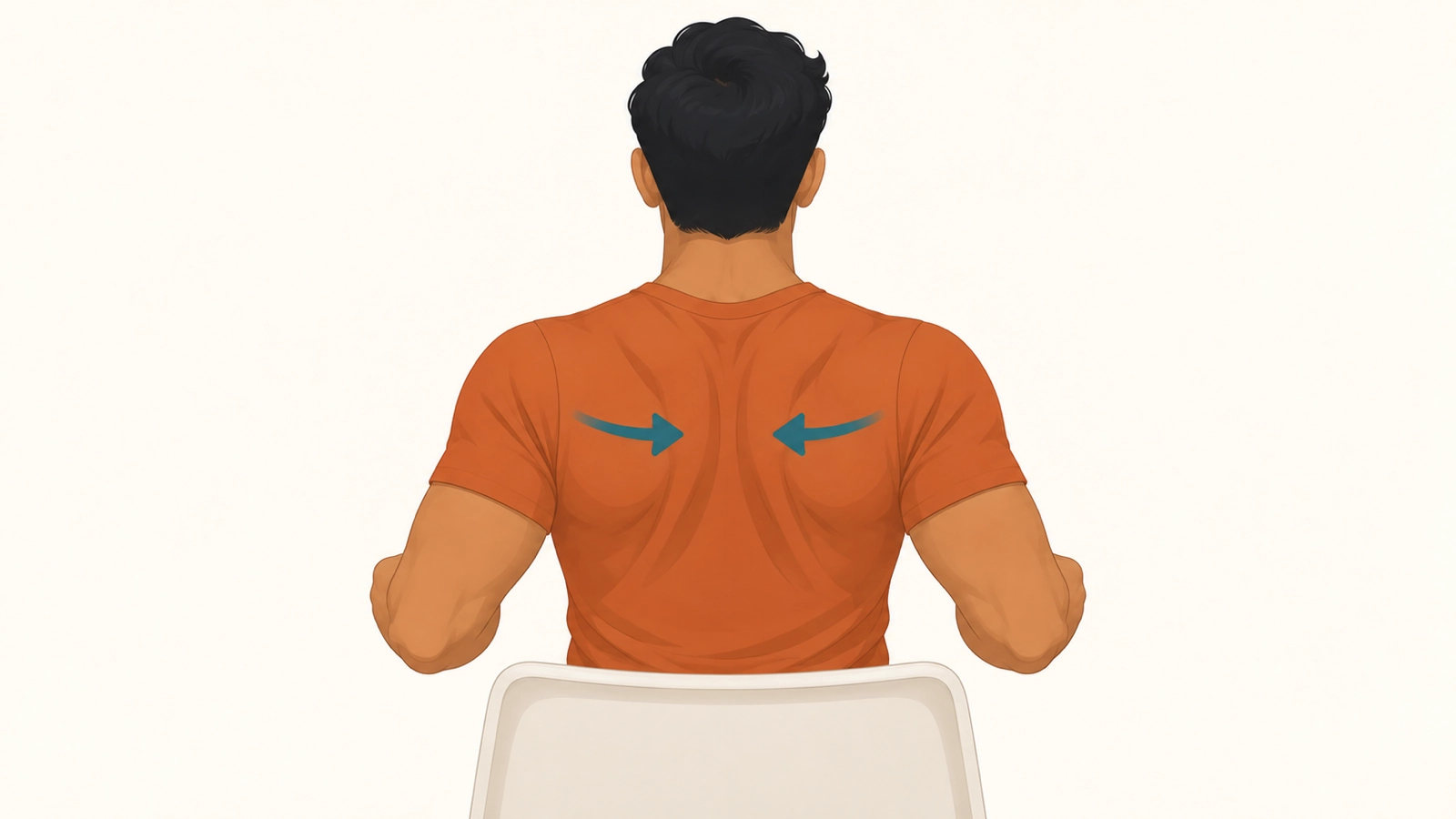 Rear view illustration demonstrating seated scapular squeezes